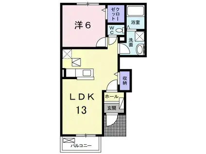 ファインパティオ(1LDK/1階)の間取り写真
