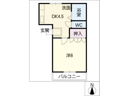 ハイツもみの木 A棟(1DK/2階)の間取り写真
