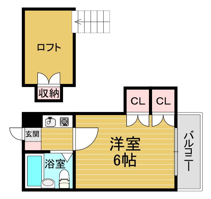 ハイツ法蓮(1K/1階)の間取り写真