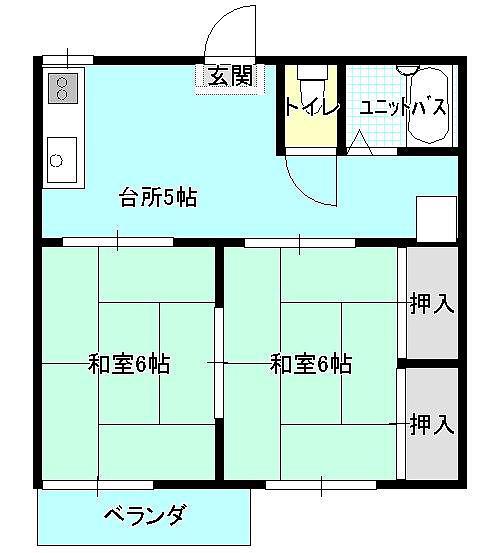 アメニティ東福山(2DK/2階)の間取り写真