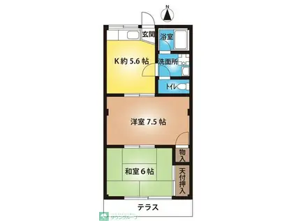 朝日コーポA(2K/2階)の間取り写真