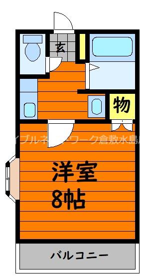 ガーデンヒルズ上東I(1K/1階)の間取り写真