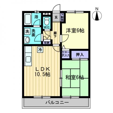 グレースハタオカ(2LDK/2階)の間取り写真