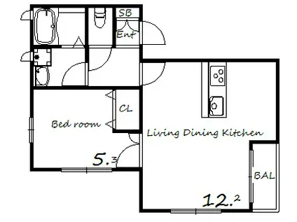 プライム御影本町(1LDK/2階)の間取り写真
