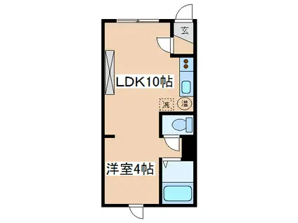 パークサイド健(1LDK/4階)の間取り写真