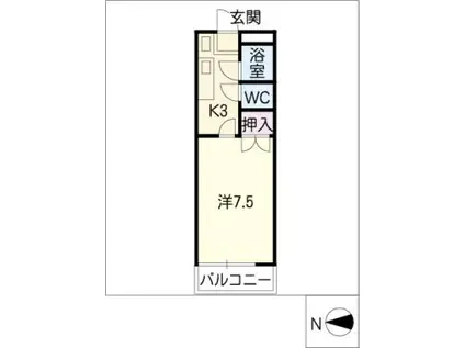 ダックス中平(1K/1階)の間取り写真