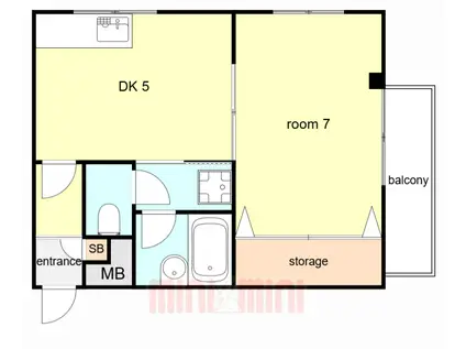 ソレイユパレス(1DK/1階)の間取り写真