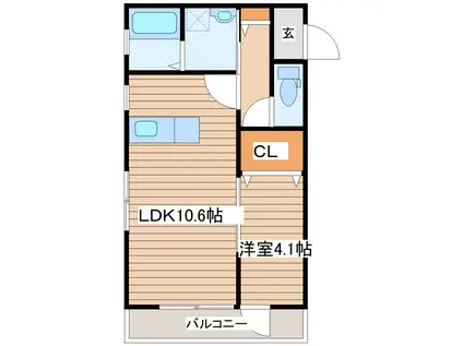 WISTERIA森林公園(1LDK/2階)の間取り写真