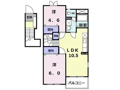 メルヴェイユ-SAKURA.D(2LDK/2階)の間取り写真