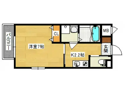 SOL緑ヶ丘(1K/1階)の間取り写真