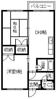 マンションヤマダA・B(2DK/2階)の間取り写真