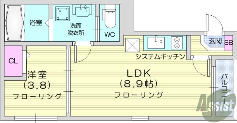ハーモニーテラス福住町Ⅳ(1LDK/1階)の間取り写真