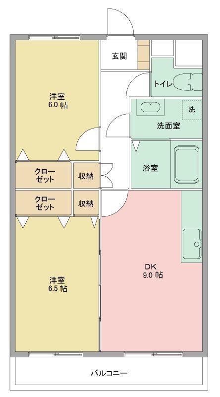 マンションYK2(2DK/1階)の間取り写真