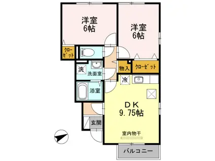 パインツリー A棟(2DK/1階)の間取り写真