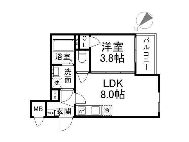 MAXIV CITY神戸鷹取 TRE(1LDK/1階)の間取り写真