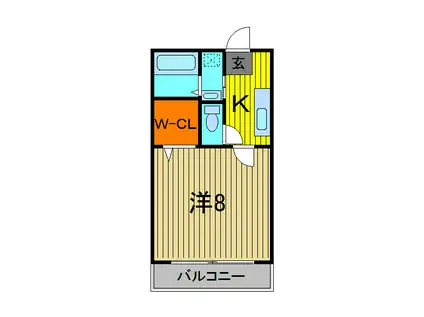 プランドール(1K/2階)の間取り写真