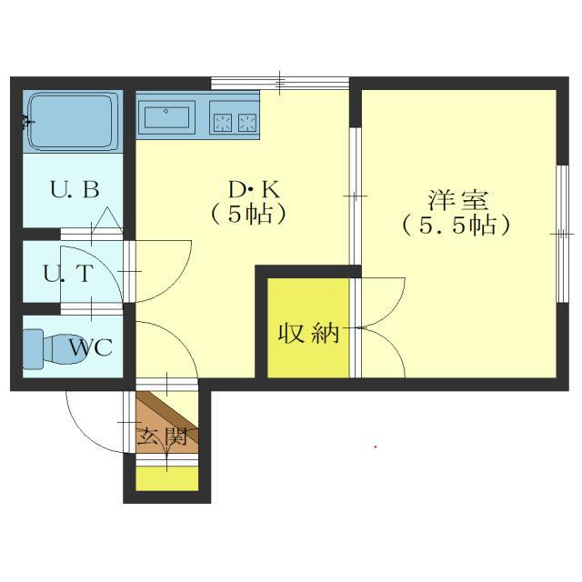 レオパレス千歳C棟(1DK/2階)の間取り写真