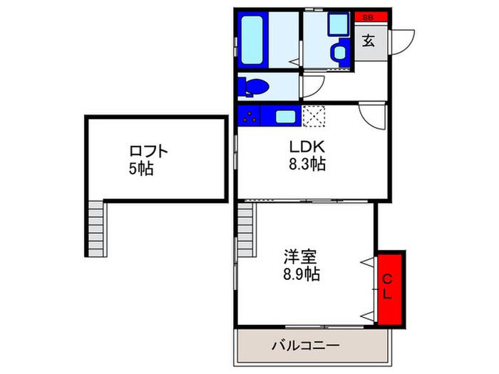 パークサイド豊中(1LDK/3階)の間取り写真