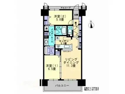 アルファステイツ上之町II(2LDK/14階)の間取り写真