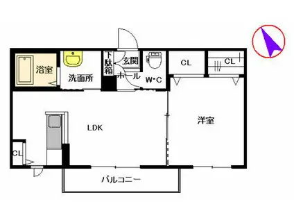 エステートSAKURA R&C  C棟(1LDK/2階)の間取り写真
