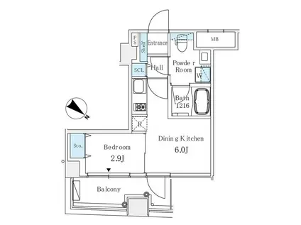 アイビーコート日本橋人形町(1DK/7階)の間取り写真