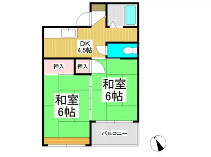 小原コーポ(2K/2階)の間取り写真