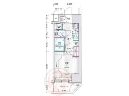 スワンズシティ難波南(1K/4階)の間取り写真