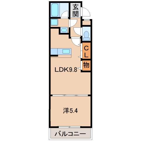 ロックブリッジ(1LDK/2階)の間取り写真