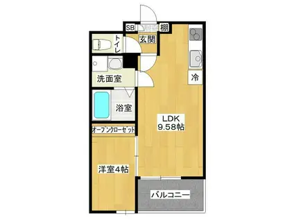 ラフィーノ八乙女(1LDK/2階)の間取り写真