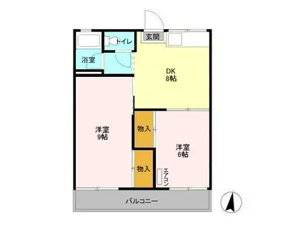 セントラルコーポB(2DK/2階)の間取り写真