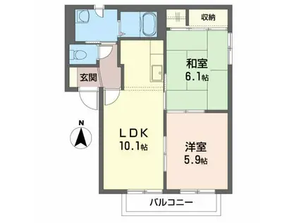 サンヴェルデ西大通D(2LDK/2階)の間取り写真