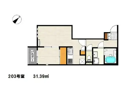 MUGELLO DUE(1LDK/2階)の間取り写真