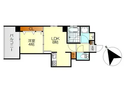 CALME国泰寺(1LDK/8階)の間取り写真