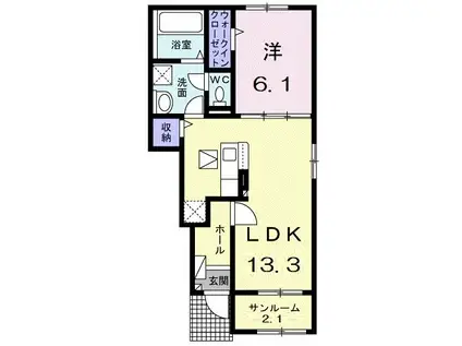 シャイン ヒル(1LDK/1階)の間取り写真