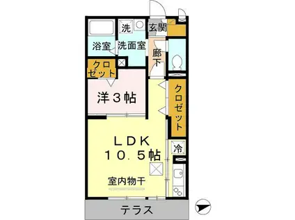 ファミール御池(1LDK/1階)の間取り写真