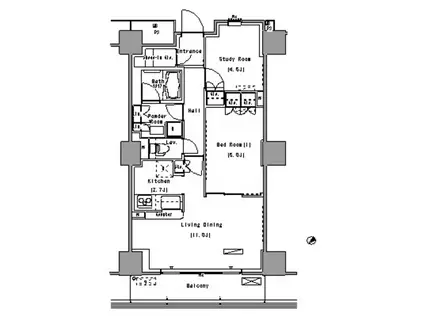 パークアクシス豊洲(1SLDK/20階)の間取り写真