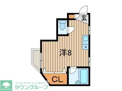 KKハイツ(ワンルーム/2階)の間取り写真