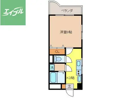 カレンドール(1K/3階)の間取り写真