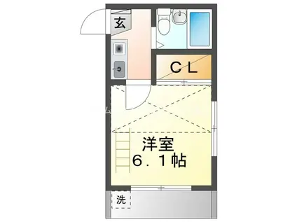 西羽田ヴィレッジ(1K/1階)の間取り写真