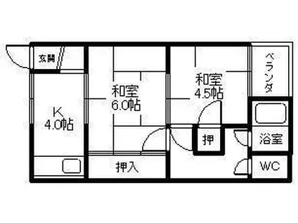 八代ハイツ(2K/2階)の間取り写真