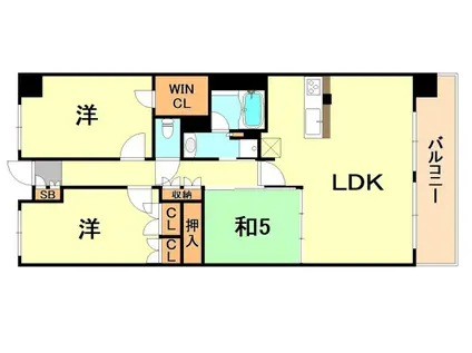 ワコーレシティ神戸三宮(3LDK/13階)の間取り写真