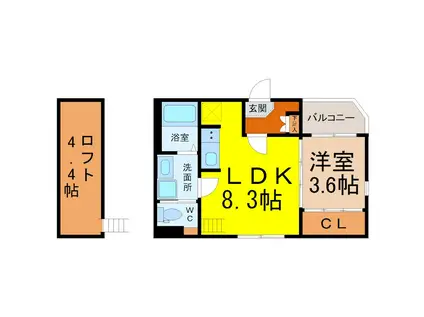 FELIZ LA FLOR(1SLDK/3階)の間取り写真