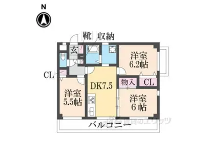 バーベナ光台F(3DK/1階)の間取り写真