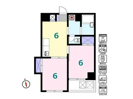 ポーテラス本郷(2DK/4階)の間取り写真