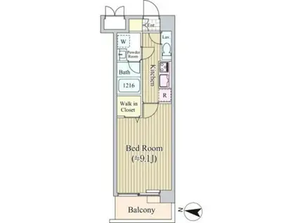 ALIVIO西麻布(1K/8階)の間取り写真