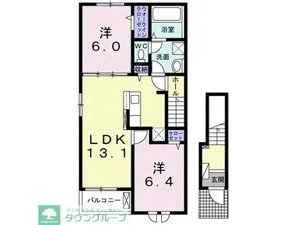 シェル クレール I(2LDK/2階)の間取り写真