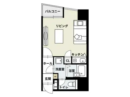 ダイナコート千代県庁口(ワンルーム/11階)の間取り写真