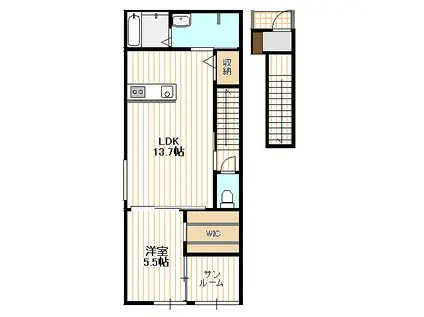 ギアサード(1LDK/2階)の間取り写真