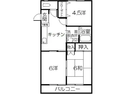 フォートレス石橋(3K/3階)の間取り写真