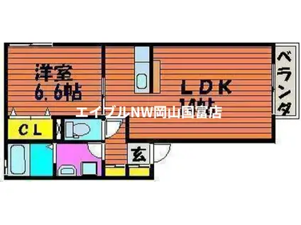 ラ・パルテール操山 弐番館(1LDK/1階)の間取り写真